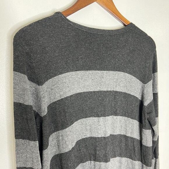 Eileen Fisher Gray Striped V-Neck Button Cardigan Sweater Size Small - Picture 7 of 8